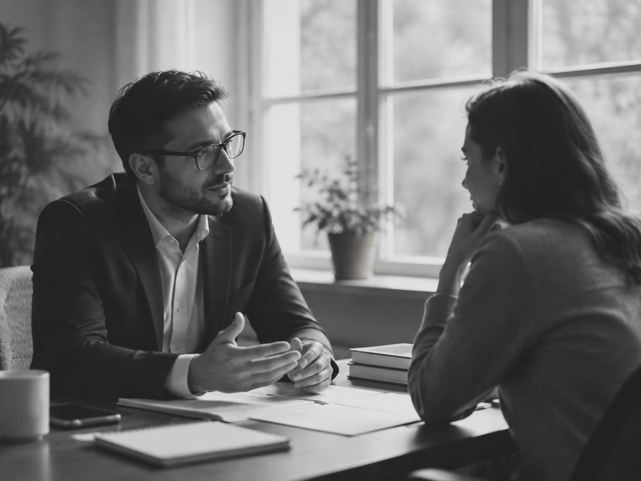 A CPA meeting with a client